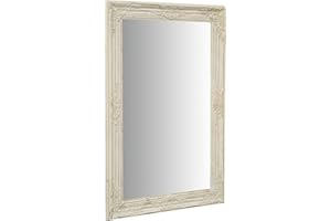 Biscottini specchio da parete bagno e camera 90x4x60 cm | Specchio ingresso da parete con ganci | Specchio bianco