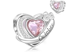 Symretie Colgante de piedra de nacimiento de plata 925 para mujeres (12 tipos), compatible con pulseras y collares de estilo Pandora, adecuado para damas y niñas.MON64