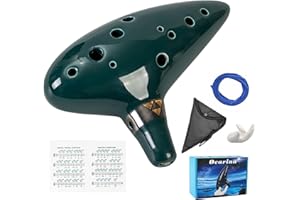 Mulucky Ocarina 12 Tones Alto C with Song Book Display Stand Neck Cord - Dark Green