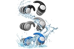 QOCO 3 Pairs Waterproof Swimming Ear Plugs for Adults Reusable Soft Silicone Earplugs Noise Reduction Swim Protection for Swimming Diving Surfing Showering Bathing and Other Water Sports(Black Gray Blue)