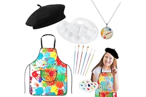 XEPST 4-częściowy kostium artysty dla dziewczynek i chłopców, zestaw akcesoriów do kostiumów artysty z fartuchem artysty dla dzieci kostiumy na Halloween karnawał cosplay kostiumy