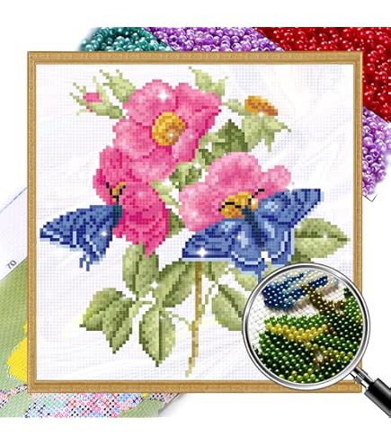Produktbild von DIY Französisches Stickset Mit Perlen Fantasie-Wasserfall,Blumen,Bäume