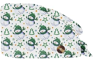 HGWOPGASD Christmas Hat Scrub Caps Women Nurse Caps for Women Unisex Scrub Cap Surgical Cap Printed Surgical Cap Work Cap for Women Womens Christmas Scrub Christmas Button Hat Snowflake Christmas Hat