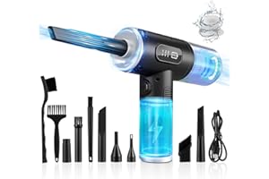 MERSYN Compressed Air Duster Cleaner for PC, Electric Cordless Air Blower with LED-Light, 3-Gear Speed Air Duster for Laptop, Keyboard, Electronics, Replaces Compressed Air Can