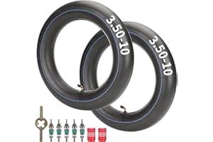 JIAYAN Lot de 2 Chambre à air 3.50-10 avec tige de valve coudée TR87 Avec Accessoires d’Installation Remplacement pour tricycles de scooters électriques