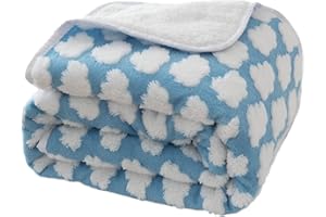 Amarrirose wasserdichte Hundedecke - 100x110cm Maschinenwaschbar, Kuschelig weiche Sofadecke mit kuscheliger Polsterung, 3D strukturierte Wolken, Warme weiche Katzendecke, Hellblau