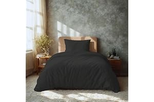 Komfortec Biancheria da letto premium super soft Copripiumino 2 parti 135x200 cm + federa 40x80 cm, 100% microfibra spazzolata, antracite