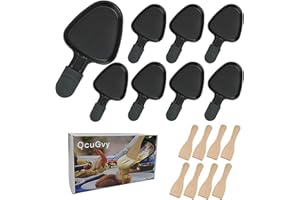 QcuGvy Poelon Raclette 8PCS Poelon Raclette Triangleavec avec Revêtement anti-adhésif avec Poignée Isolée et 8 Pelle, Pour Omelette au Fromage Fondu