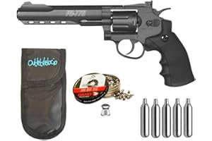 Outletdelocio. Revolver Perdigón Gamo PR-776. Calibre 4,5mm. + Funda balines + bombonas co2