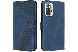 OKZone Funda para Xiaomi Redmi Note 10 Pro/Redmi Note 10 Pro MAX, PU Cuero Flip Carcasa Fundas Móvil de Tapa Libro Caso Piel PU Billetera Tarjetero Case Telefono Cubrir Móvil Phone Cover (Azul)