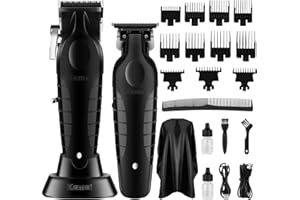 KEMEI Tagliacapelli professionale nero e Trimmer Set, Tagliatori di capelli elettrici per gli uomini, Tagliacapelli senza fili da barbiere, T Blade Outliner Trimmer, USB ricaricabile Haircut Clippers