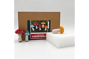 Bergin & Bath Needle Felting Kit, Toadstools - Adult Art Craft Kit for Beginners - Planet Friendly Wools (with Felting Mat)