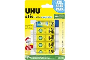 UHU stic, 8.2g, pack of 5, the proven glue stick for school, home, office, kids, arts and crafts