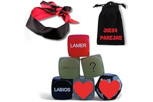 XUBEC 6 Dados Eróticos para Pareja + 1 Bolsa De Terciopelo Negra + Targeta con Instrucciones- Juegos De Parejas Adultos Español - Regalo Original para San Valentín (Antifaz + 6 Dados)