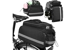 Finew Sacoche pour Porte-Bagages de vélo 10-20 l - Multifonction - Étanche - avec Protection Contre la Pluie - Réfléchissant - Poches latérales Pliables - Amovible Rapidement