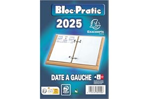 Exacompta - 31112E - 1 Bloc-Pratic Date à Gauche - Janvier 2025 à Décembre 2025 - Dimension 8,2 x 12 cm