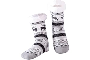Hisonwel Chaussettes pantoufles pour hommes, chaussettes chaudes et moelleuses avec polaire Sherpa antidérapante, cadeaux pour hommes