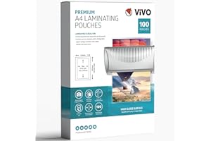 VIVO TECHNOLOGIES 100 x A4 Laminating Pouches Gloss Laminator Laminate Sheets Sleeves 150 microns Glossy Laminate Pouch