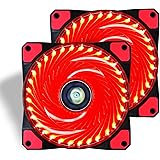 conisy Gehäuselüfter 120mm Ultra Leise PC Lüfter mit LED Licht für Computer Gehäuse (Doppel,Rot)