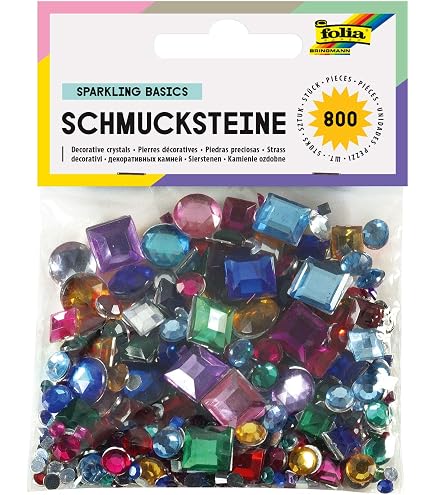 KREUL 49641 - Schmucksteine Set, 1000 bunte Steine in verschiedenen Formen und Größen, für die Gestaltung von modischen Accessoires und zur Gestaltung