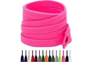 Puzeam 2 Paires de Lacets Plats pour Baskets, 8 mm de Large, Lacets Chaussures pour Chaussures, Sneakers et Chaussures de Sport