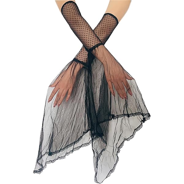 Damen Feder-Manschetten – Fingerlose Spitzen-Armstulpen Mit Federn Für Gothic, Steampunk & Halloween