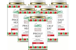 Snake Brand Prickly Heat Poudre rafraîchissante pour le corps 6 x 140g Prix de gros Multi-Pack pour la pharmacie ~ club de sport ~ magasin de santé ~ Spa santé