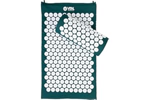 Bodhi VITAL zestaw mat do akupresury, mata do masażu i poduszka wraz z torbą, poduszka z igłami do samodzielnego masażu, mata relaksacyjna przeciw bólom karku i pleców, mata fakir, do domu, kolor