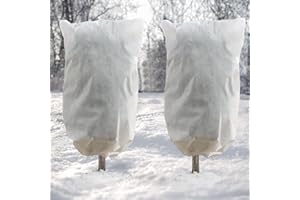 DazSpirit 2 Piezas 120x180 cm Vellón de Protección contra Congelación para Invierno, Tela Antiheladas para Plantas con Cordón y Cremallera, Cubre Plantas Protege de Las Heladas, Invierno, Animales