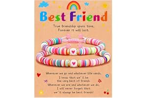Dream Aurora Best Friend Bracelets for 2,Cute BFF Matching Bracelets Heart Bead Bracelet for Friends Women Girls Birthday Christmas Jewelry Gifts