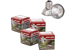 yanhe Lot de 4 ampoules halogènes UVA UVB 50 W pour lampe de chaleur pour aquarium, reptile, lézards, tortues, serpents