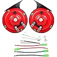 FreeTec 110db(A) 12V Twin Trumpet High/Low Tone Horn Kit with Bracket Red