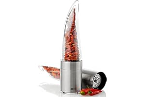 AdHoc MP203 Pepe Chilischneider – manuelle Chilimühle mit Edelstahl-SchneidWerk | Gewürzmühle für getrocknete Chilischoten | kompakter Chili Zerkleinerer | Handmühle für Küche & als Geschenkidee