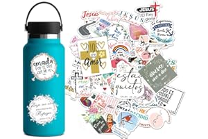 1step2dream 155 Calcomanías con Versículos Bíblicos e Inspiradoras de Jesús Cristiano | Suministros de Diario de la Biblia | Calcomanías Estéticas de Fe para Botellas de