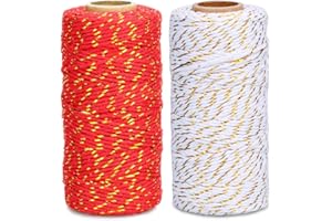 G2PLUS 200M Cordoncino in Cotone Spago Baker Twine 2 mm per Cucina, Cottura, Confezionamento Regali e Fai Da Te Creativo - Perfetto per Natale