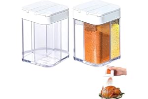 CZLINODUMMX 4-in-1 Spice Shaker, Travel Spice Shaker, Camping Spice Shaker, Spice Shaker, Household Spices, Spice Boxes, Storage Boxes for Travel, Home, Kitchen, Cooking, Steak, BBQ (White, Pack of 2)