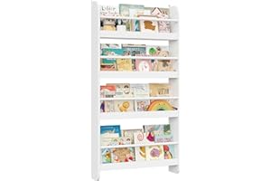 FOREHILL Estantería Infantil Pared, Estantería Infantil Libros, Librería Infantil Montessori, Madera, para Niños, 4 Estantes (Blanco)