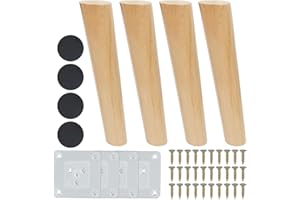 Luabue 4 Stück Tischbeine Holz 25cm Möbelfüße Schräg Rund Schrankfüße Möbelbeine Mit Montageplatten Und Schrauben Sofafüße Für Sofa Bett Schränke Tische Stühle