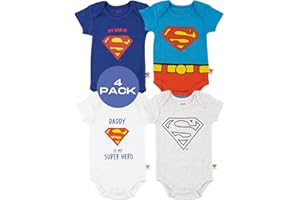 SOXO DC Comics Superman Body Bebe Manga Corta Regalos Para Bebes Recien Nacido Pack De 4 3 Tamaños