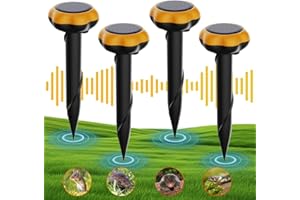 NITOER Solar Mole Repellent Ultrasonic,Waterproof Sonic Mole Deterrent Devices,Groundhog Repeller Snake Rodent Gopher Spikes Chaser Pest (4 Pack) Get Rid of Gophers Mouse Mole Rat Vole Snake and Rodent