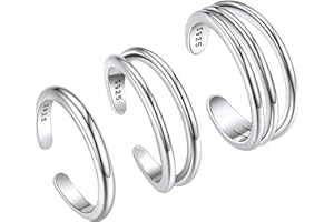 Silvora Anillos para Dedo de Pie en Plata de Ley 925, Anillos Midi Ajustable con Varios Diseños, Joyeria para Sandalia Fiesta Baile