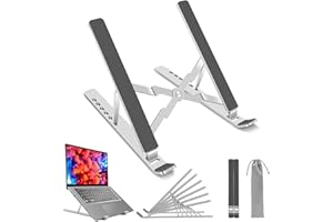 AOVUYCK-Store Laptop Ständer aus Aluminiumlegierung 10-17", 6 Schichten Verstellbarer Laptopständer, Laptop Stand aus Aluminiumlegierung mit Aufbewahrungstasche, rutschfeste Silikonbeschichtung