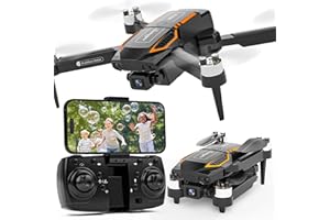 SUANGRC F198 Drone avec Caméra 720P HD, Objectif Ajustable à 90°, Drone FPV Pliable Pour Adultes Débutants, 3D Flip, Auto Hold, Optical Flow Positioning, Waypoint Flight, Valise de Transport