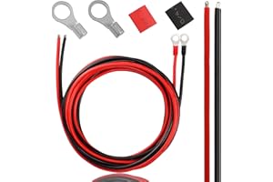 XMSJSIY Cables de batería solar Cables de inversor de corriente de calibre 10 con terminales de anillo de 3/8" Cable de extensión de bandeja de cobre estañado de alambre 10AWG(3M)