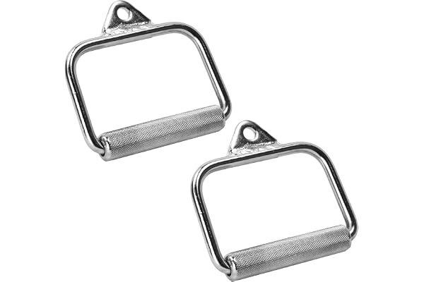 GORILLA SPORTS® Poignée de Machine à Câble - Simple/Lot de 2, Rotative, Antidérapante, Max 200kg, Chromé - Poignée en D, Poignée Traction, pour Pull-down, Accessoires Gym Musculation, Fitness, Triceps