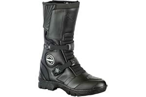 PROFIRST 100% Genuine Leather Waterproof Motorbike Boots Off Road Adventure Touring Motorcycle Shoes High Long Ankle Casual Racing Sports Touring Cruise | Full Black