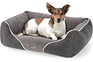pecute Plush Pet Bed for Dogs, Comfy Dog Beds Medium Soft Cat Dog Beds Grey Rectangle Premium Pet Bed for Sleep