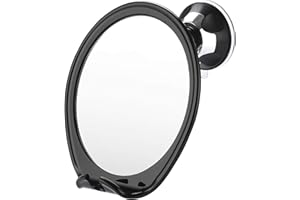 TranquilBeauty Fogless Mirror for Shower Bathroom with Suction Cup - Portable Face Mirror for Shaving, Makeup, Toothbrushing, Travel - Adjustable, Anti-Fog Technology - 17x18x9 cm, Modern Black