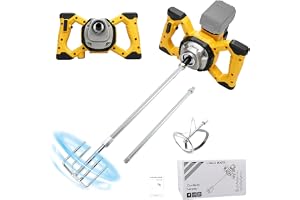 Trådlös cementblandare kompatibel med Dewalt 20 V-batteri, 680 varv/min borstlös paddelblandare med 6 hastigheter, elektrisk betongomrörare för blandning av mat, murbruk, färg, limkitt (inget batteri)