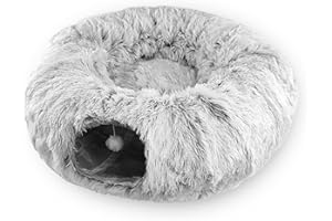 Moyubath Plush Cat Tunnel Bed Collapsible FluffyTunnels for Indoor Cats Stuff Accessories for Puppy, Kitty, Kitten, Rabbit Small Pets Bed Toy